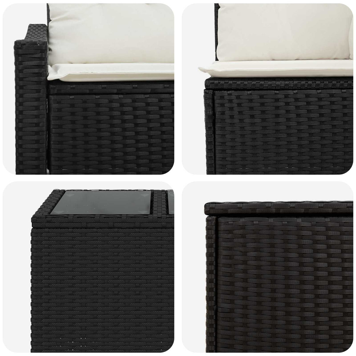 vidaXL Bankstel 8 st Zwart Poly Rattan en Staal