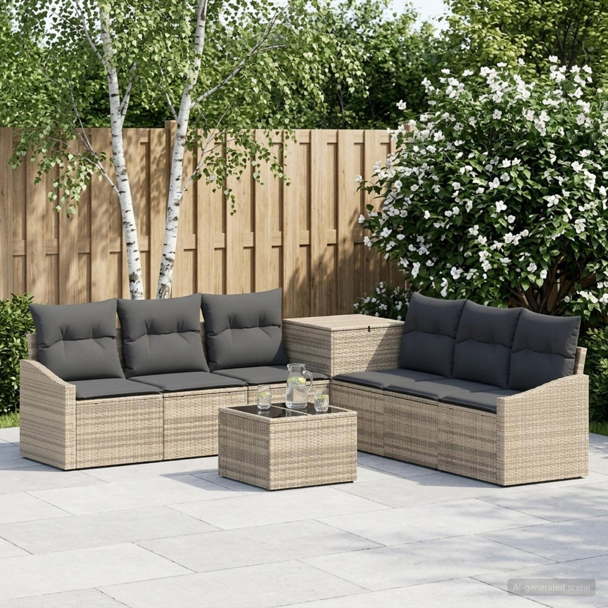 vidaXL Bankstel 8 st Zwart Poly Rattan en Staal