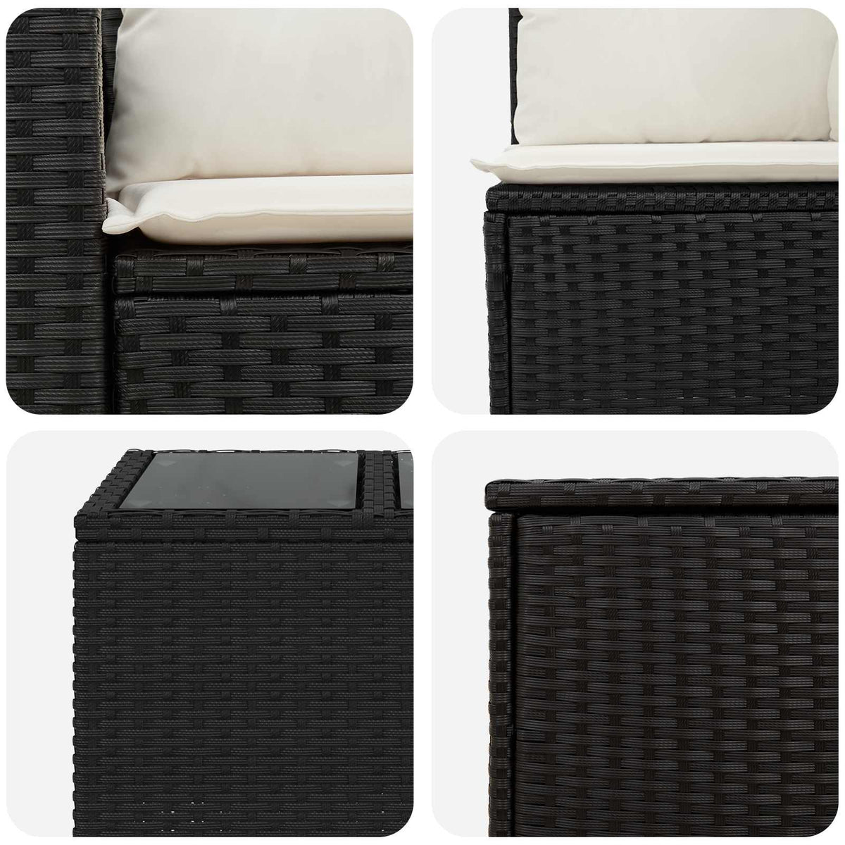 vidaXL Bankstel 8 st Zwart Poly Rattan en Staal