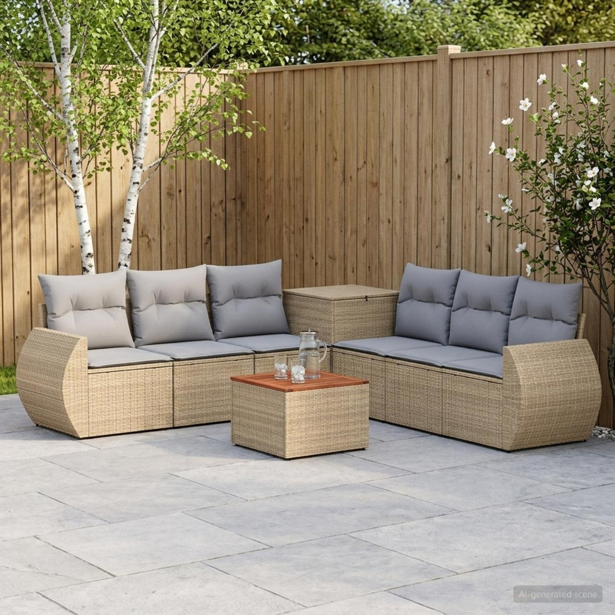 vidaXL Bankstel 8 st Zwart Poly Rattan en Staal