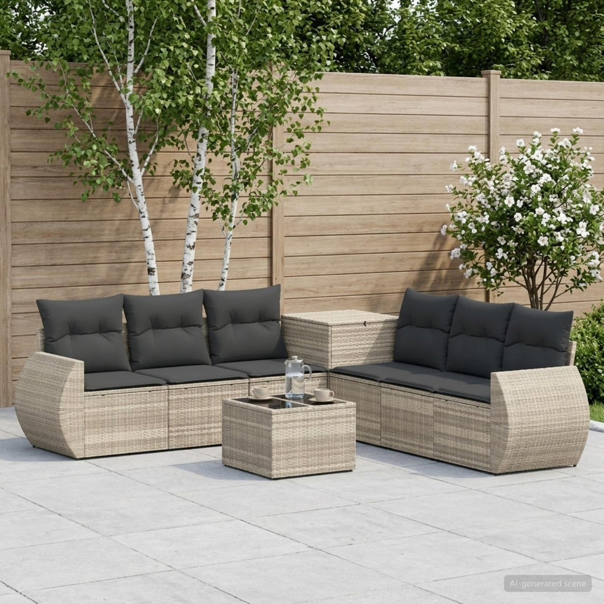 vidaXL Bankstel 8 st Zwart Poly Rattan en Staal