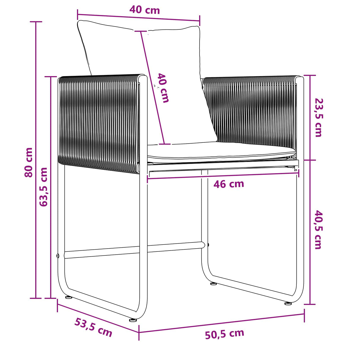 vidaXL Tuin eettafelset 5 pcs Zwart en Anthraciet 80 x 80 x 73 cm