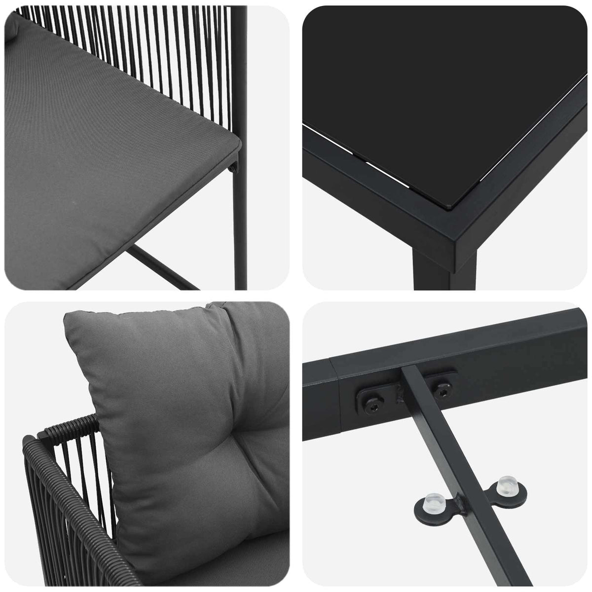 vidaXL Tuin eettafelset 5 pcs Zwart en Anthraciet 80 x 80 x 73 cm