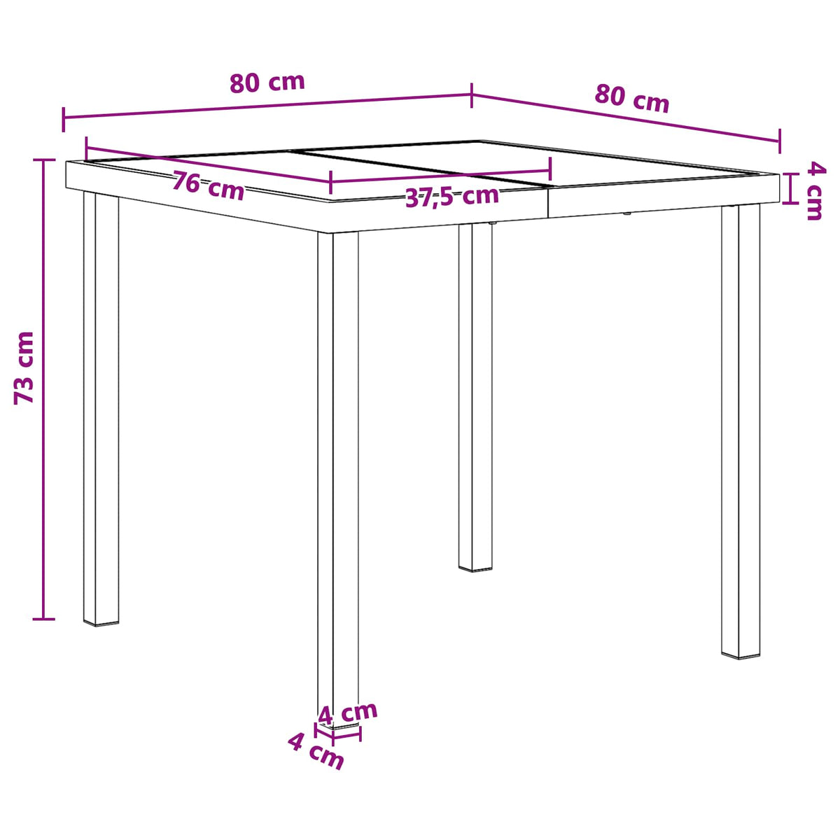 vidaXL Tuin eettafelset 5 pcs Zwart en Anthraciet 80 x 80 x 73 cm