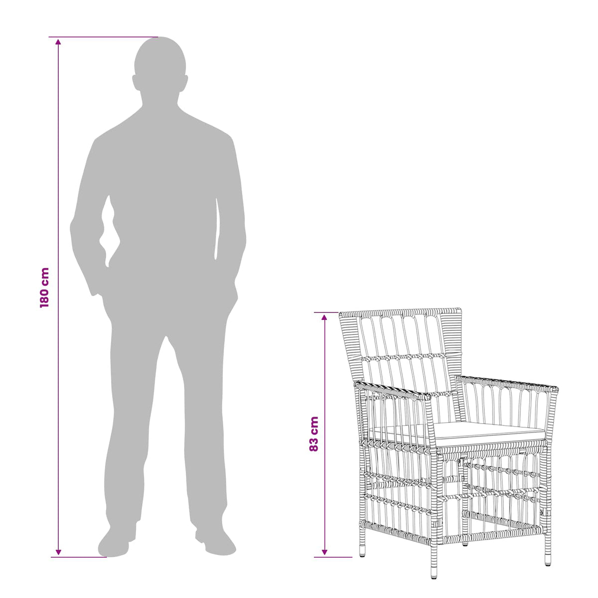 vidaXL Buiten eettafelset 9 st Zwart poly rattan