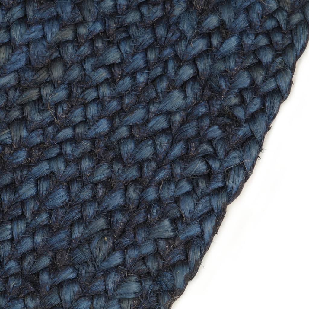 vidaXL Vloerkleed omkeerbaar rond 90 cm jute marineblauw en naturel