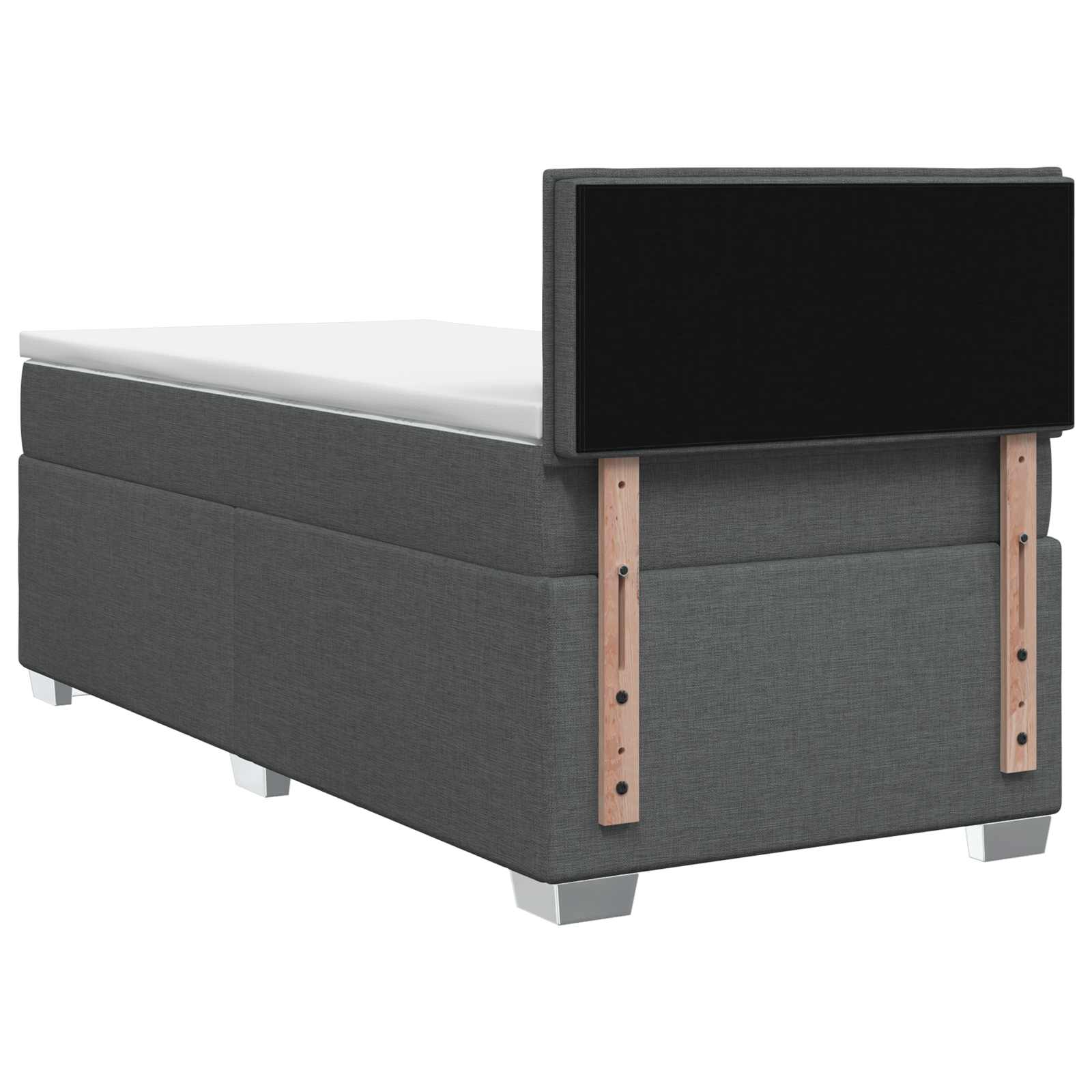 vidaXL Boxspring Bed met Matras en LED Lichtgrijs Enkel Stof