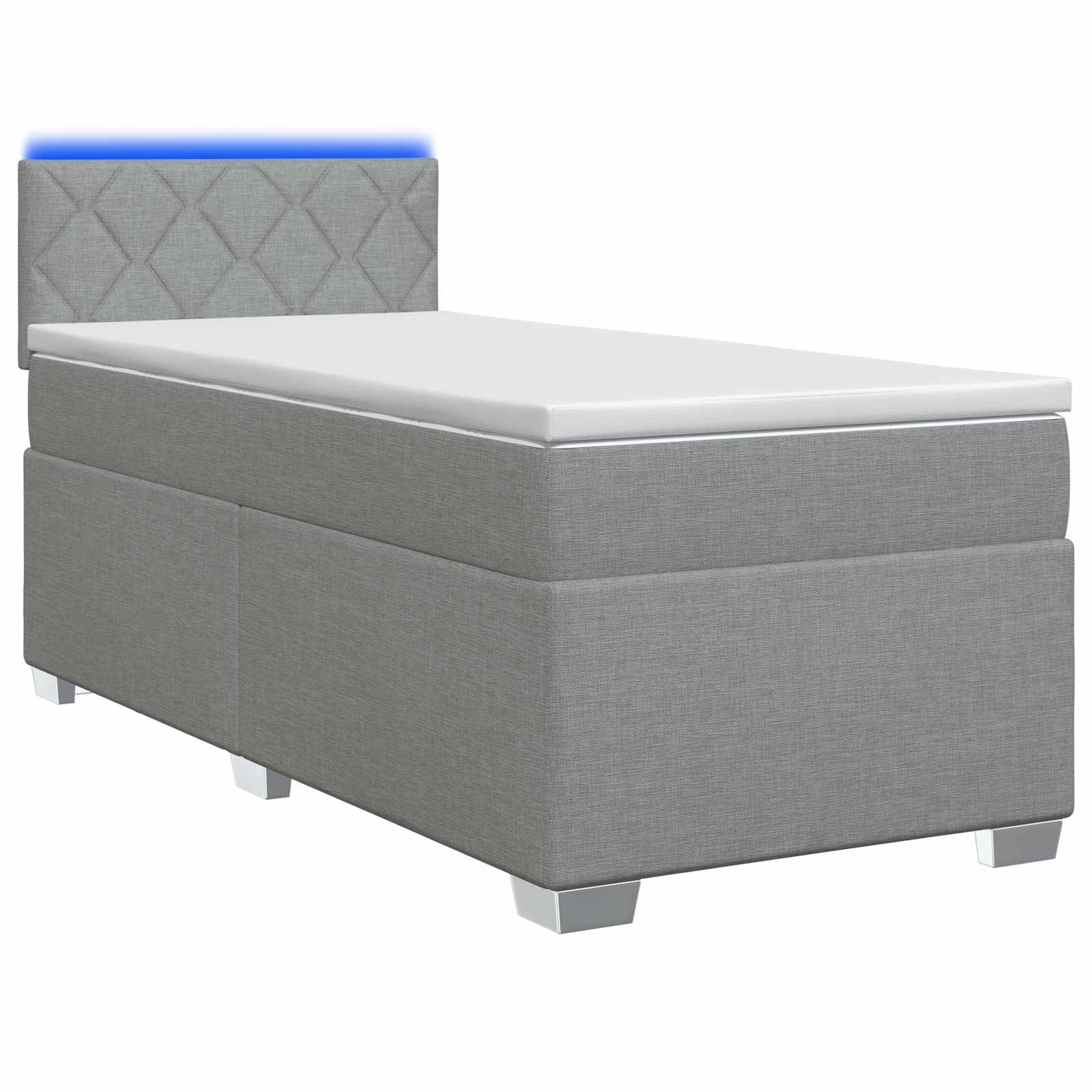 vidaXL Boxspring Bed met Matras en LED Lichtgrijs Enkel Stof