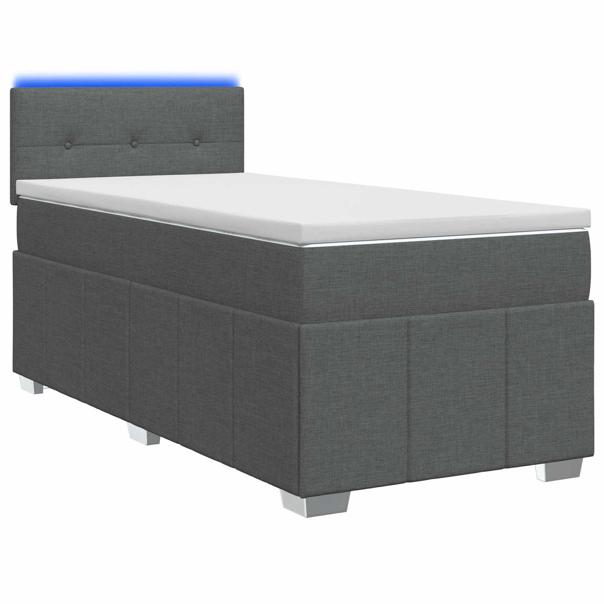 vidaXL Boxspring Bed met Matras en LED Donkergrijs 90 x 190 cm Stof