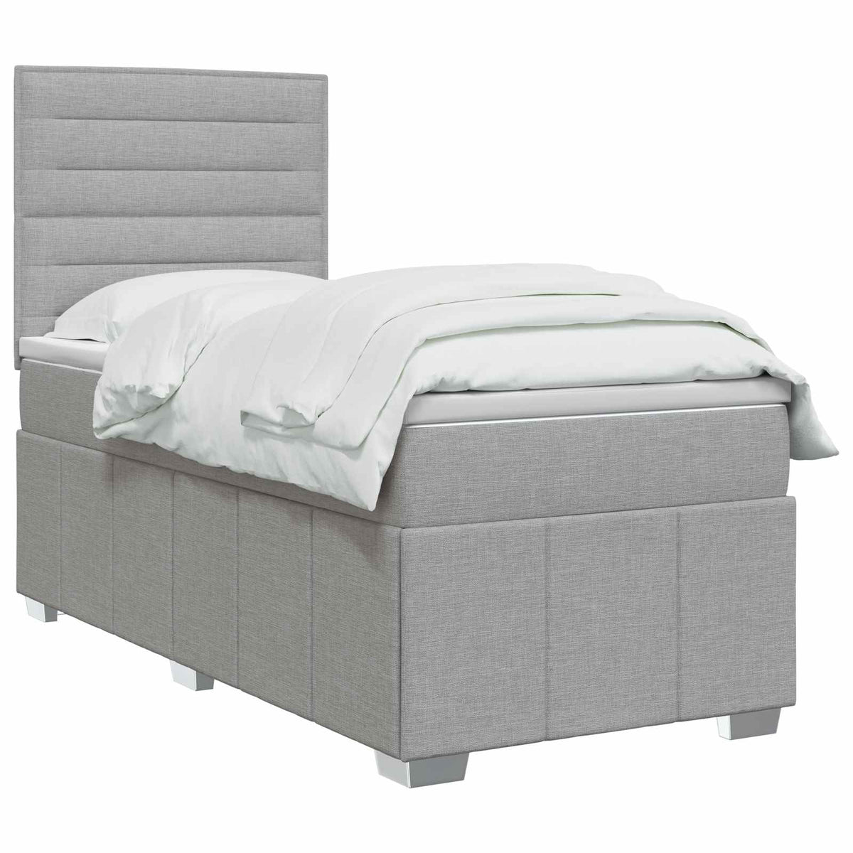 vidaXL Boxspringbed met matras met hoofdeinde Lichtgrijs Enkel Stof