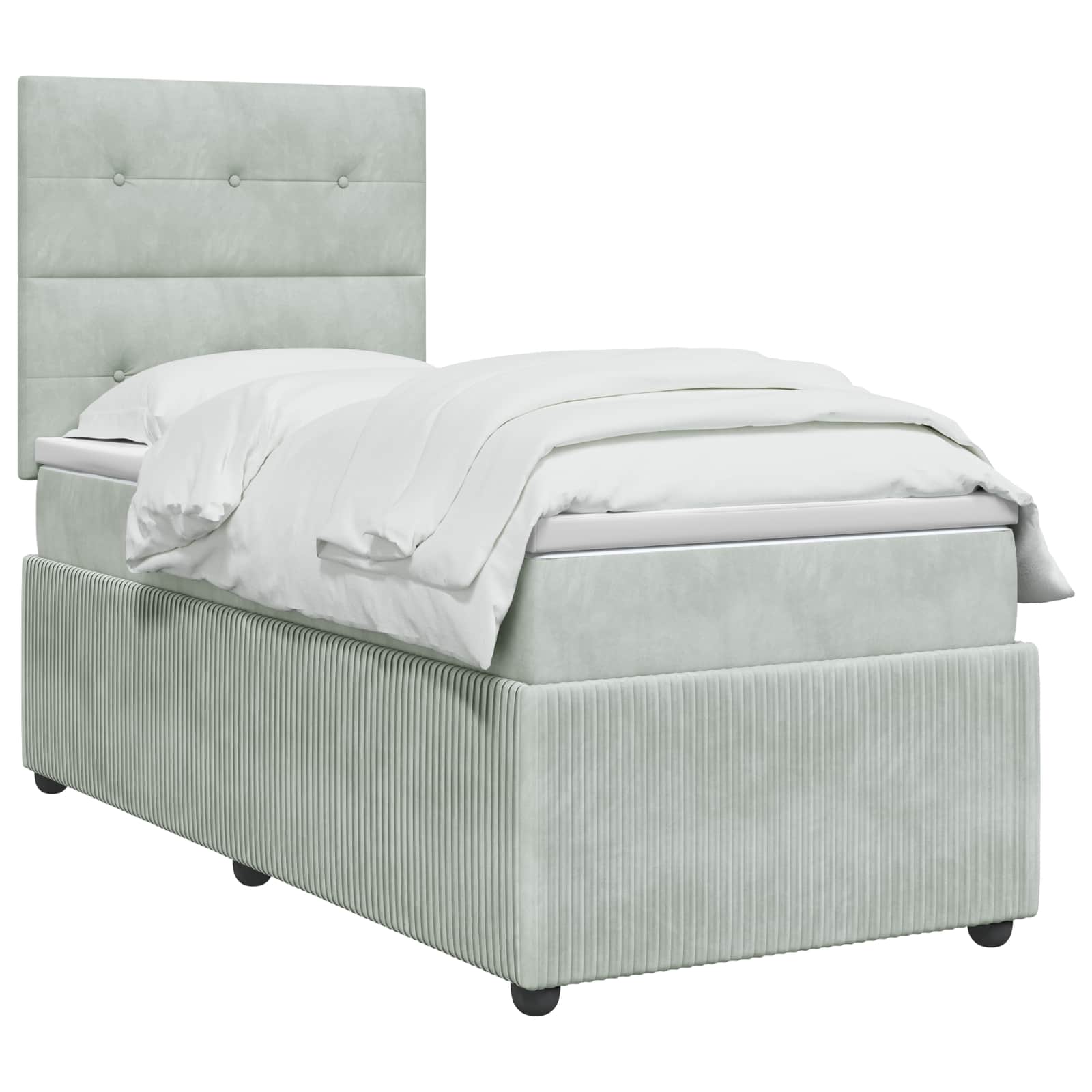 vidaXL Boxspringbed met matras met hoofdeinde Lichtgrijs Enkel Fluweel