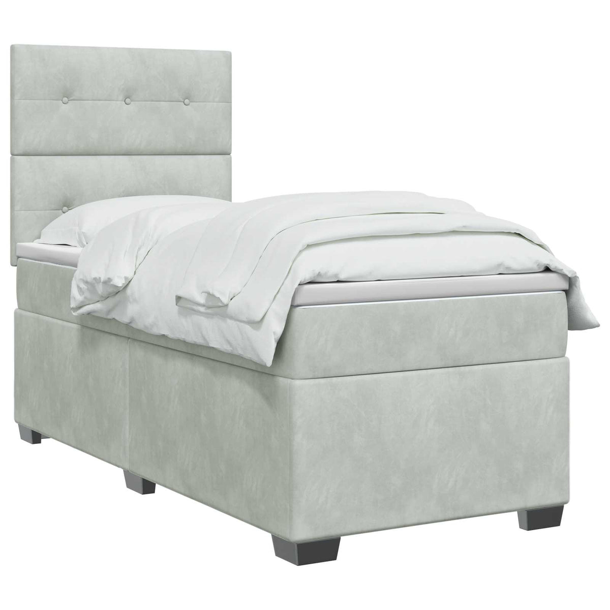 vidaXL Boxspring Bed met Matras en LED Donkergrijs 90 x 190 cm Fluweel