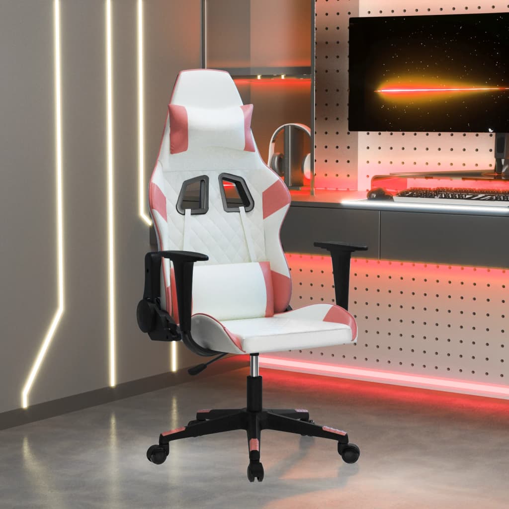 vidaXL Massage gamestoel met voetensteun kunstleer zwart & goudkleurig
