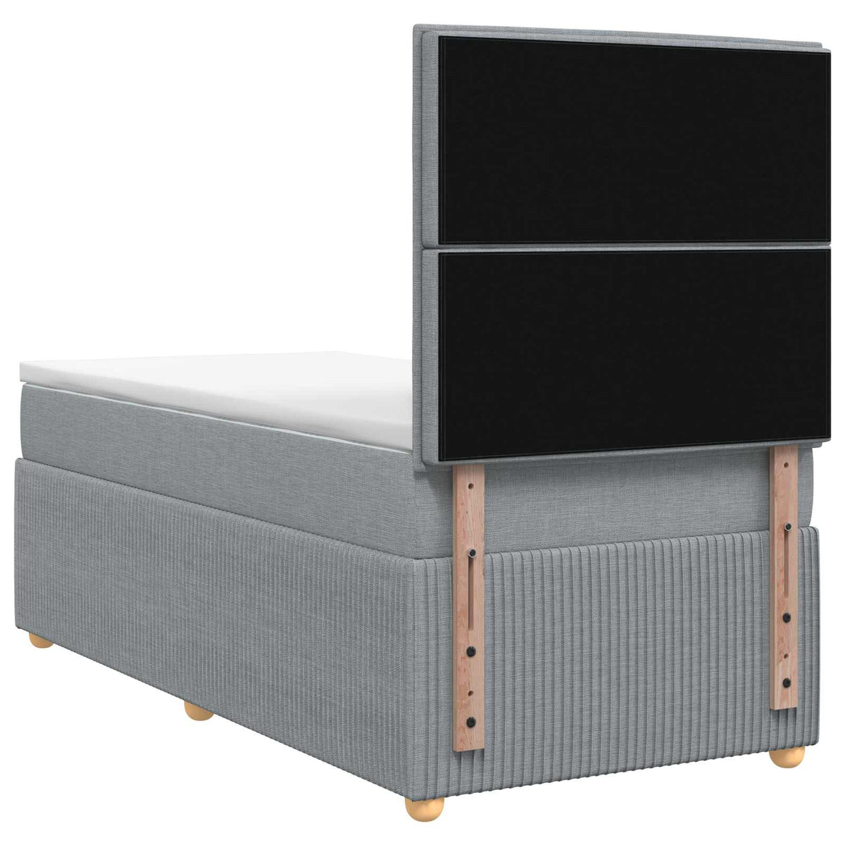 vidaXL LED Boxspring Bed met Matras Lichtgrijs 90 x 190 cm Stof