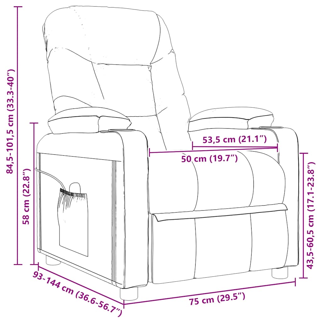 vidaXL Fauteuil verstelbaar stof zwart - Aashly
