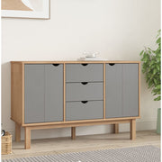 vidaXL Dressoir OTTA 113,5x43x73 cm massief grenenhout bruin en grijs - Aashly