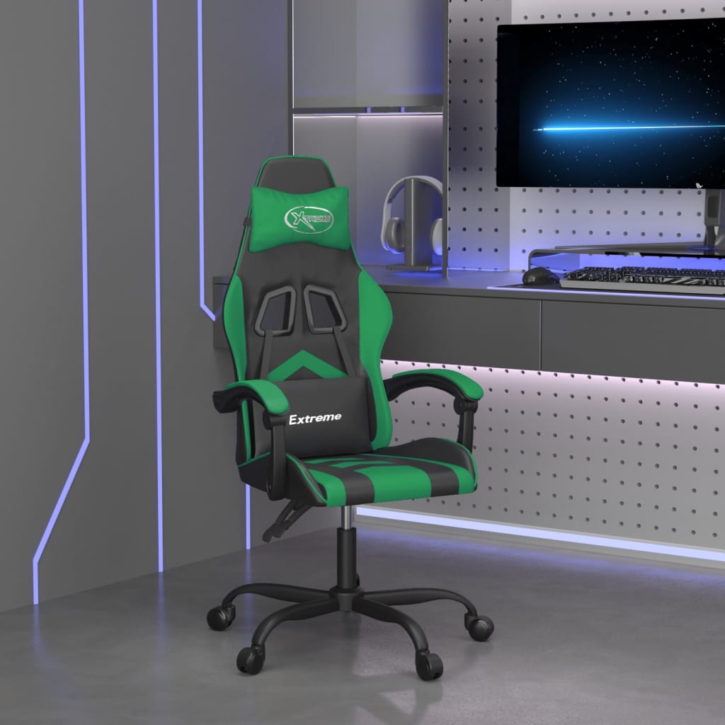 vidaXL Gamestoel draaibaar met voetensteun kunstleer zwart en rood
