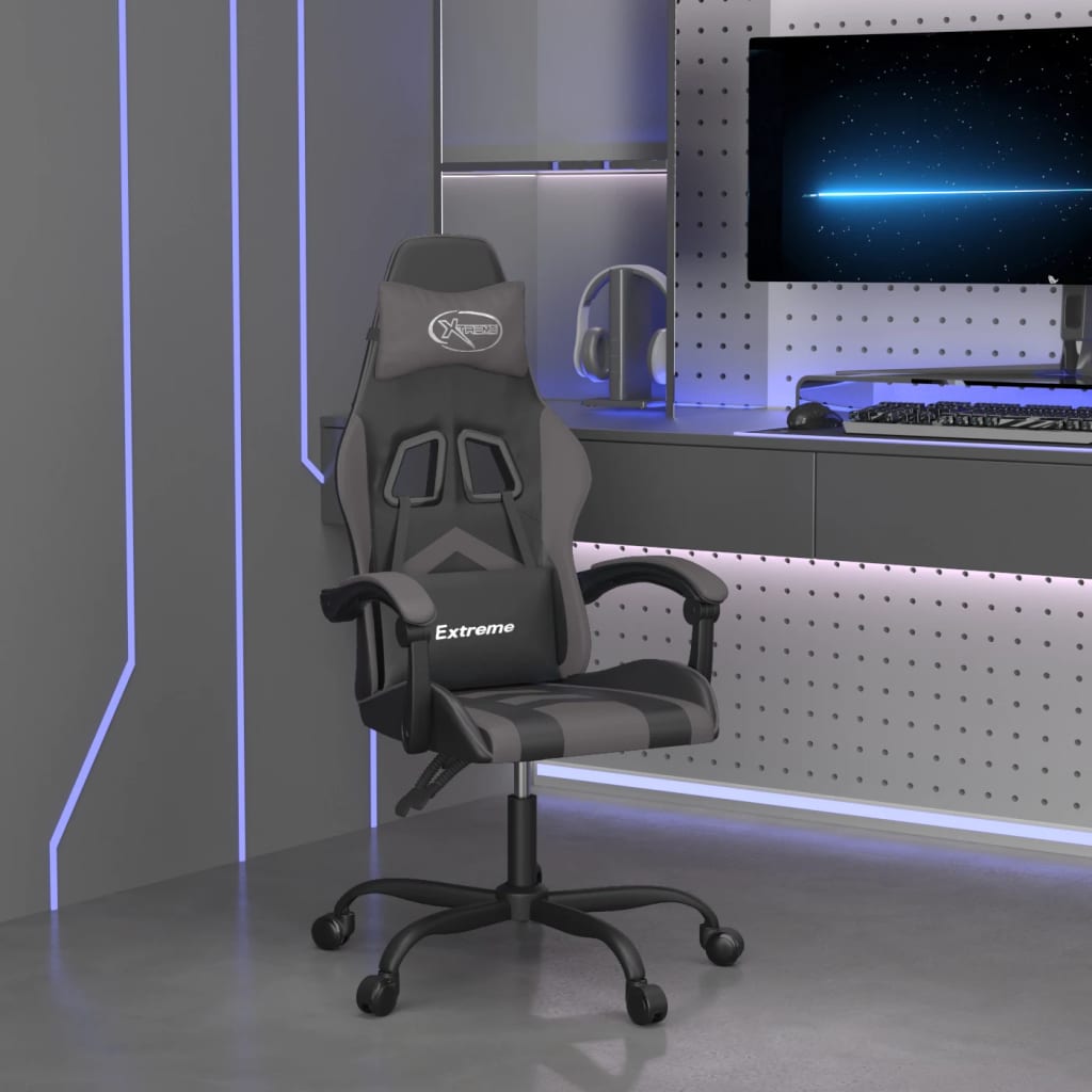 vidaXL Gamestoel draaibaar met voetensteun kunstleer zwart en rood