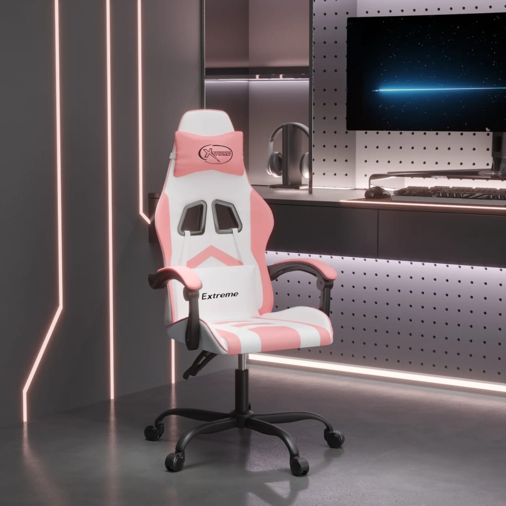 vidaXL Gamestoel draaibaar met voetensteun kunstleer zwart en rood