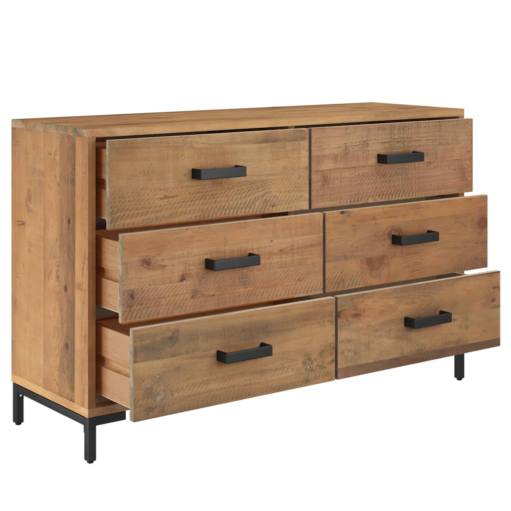 vidaXL Dressoir 110x35x70 cm massief grenenhout bruin - Aashly