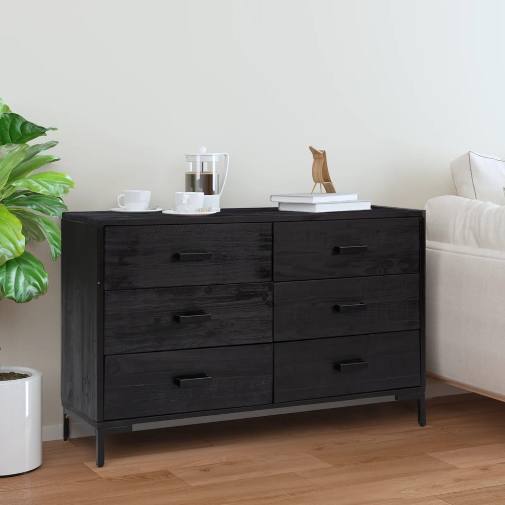 vidaXL Dressoir 110x35x70 cm massief grenenhout bruin - Aashly