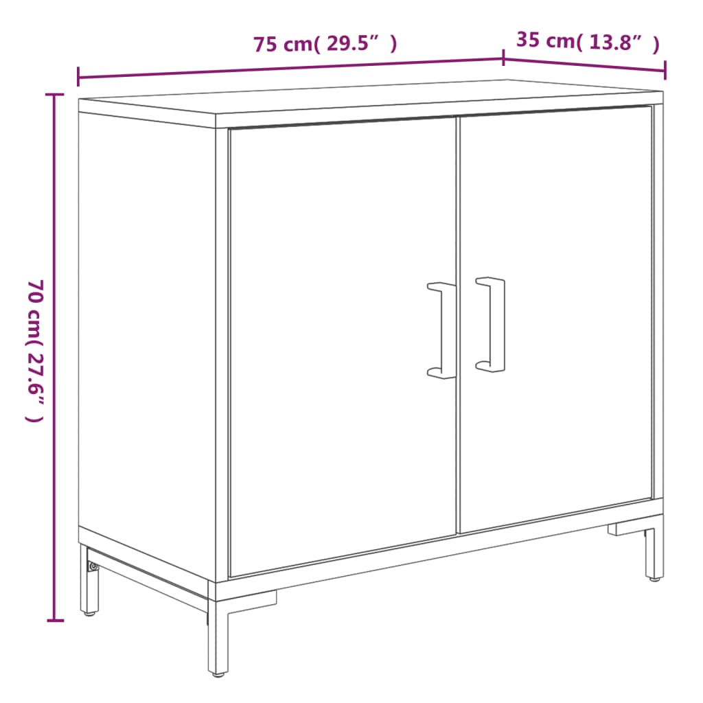 vidaXL Dressoir 75x35x70 cm massief grenenhout bruin - Aashly