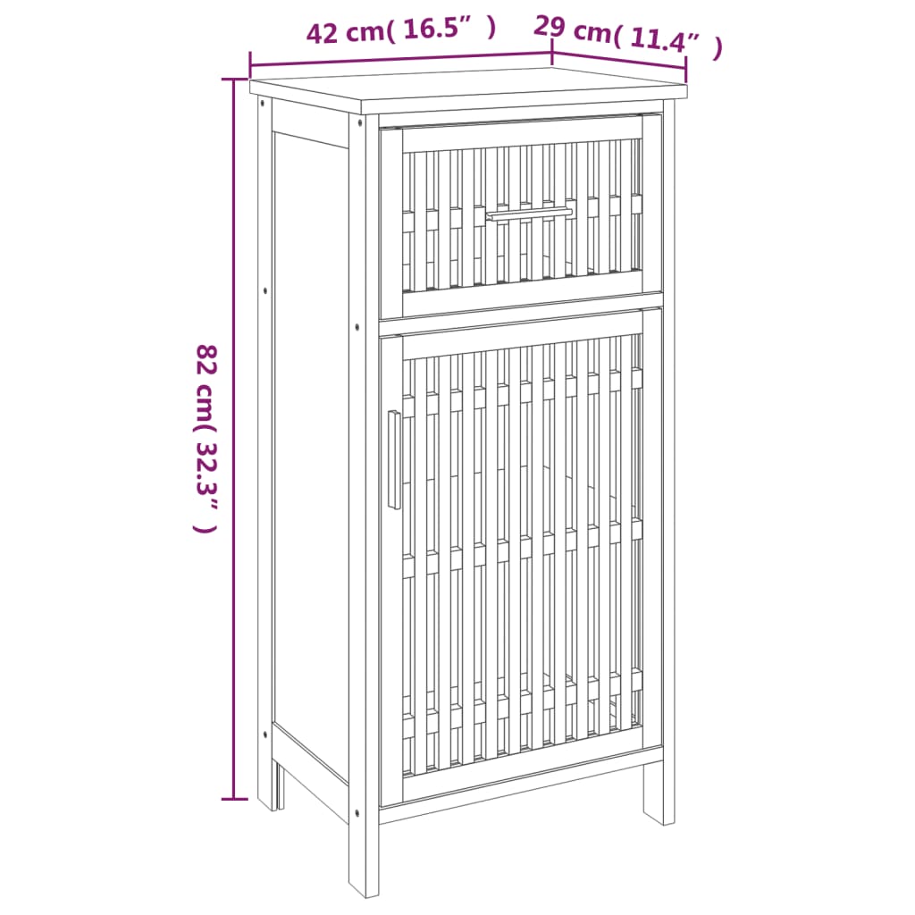 vidaXL Badkamerkast 42x29x82 cm massief walnotenhout - Aashly