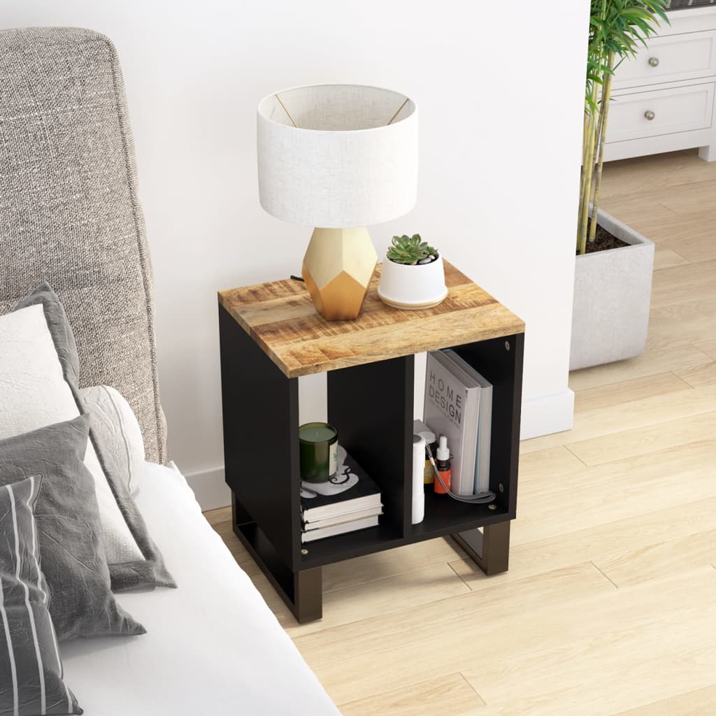 vidaXL Bijzettafel 40x31x46 cm massief mangohout en bewerkt hout - Aashly