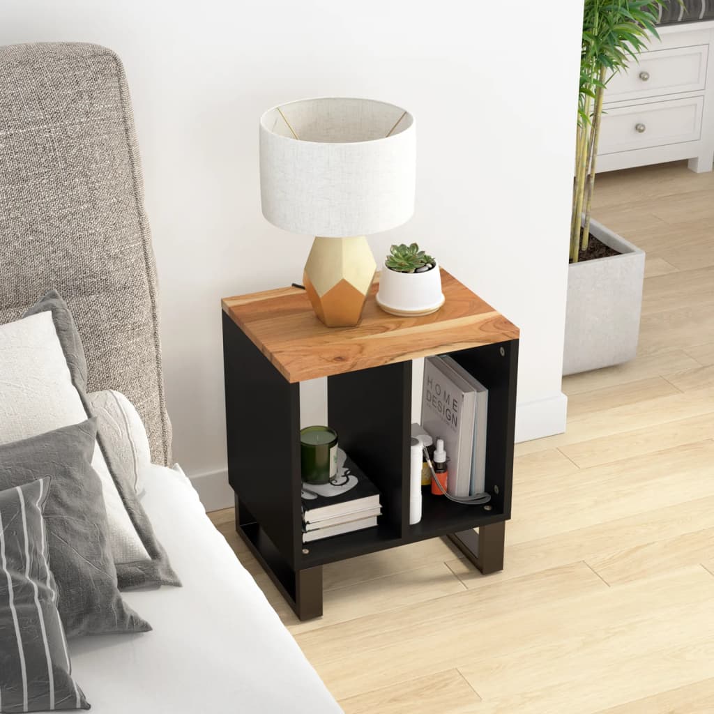 vidaXL Bijzettafel 40x31x46 cm massief mangohout en bewerkt hout - Aashly