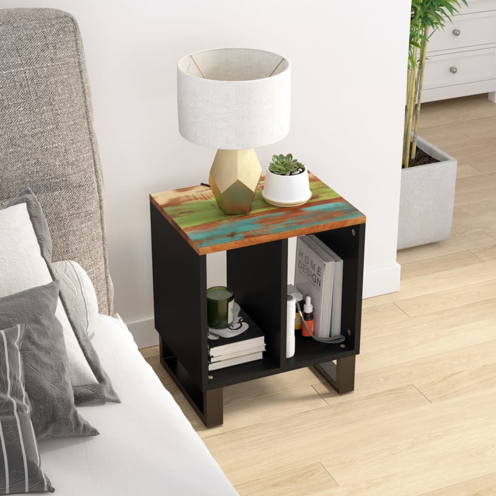 vidaXL Bijzettafel 40x31x46 cm massief mangohout en bewerkt hout - Aashly