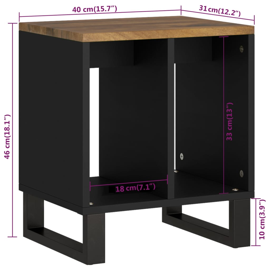 vidaXL Bijzettafel 40x31x46 cm massief mangohout en bewerkt hout - Aashly