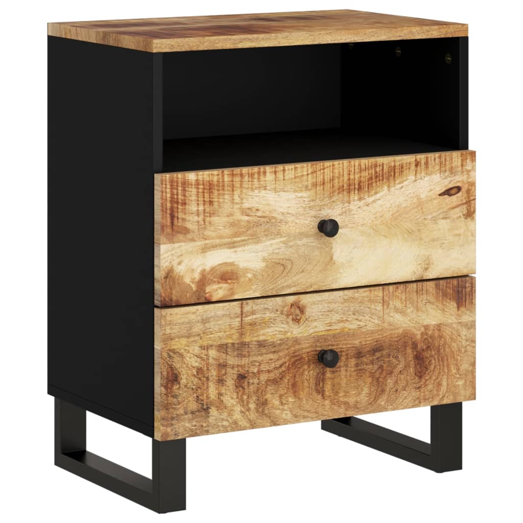 vidaXL Nachtkastje 50x33x62 cm massief mangohout en bewerkt hout - Aashly
