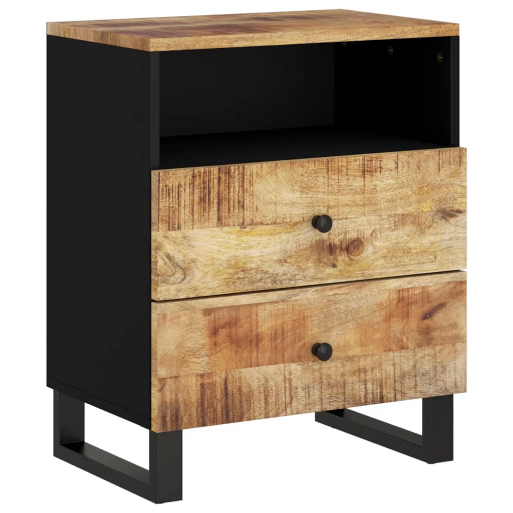 vidaXL Nachtkastje 50x33x62 cm massief mangohout en bewerkt hout - Aashly