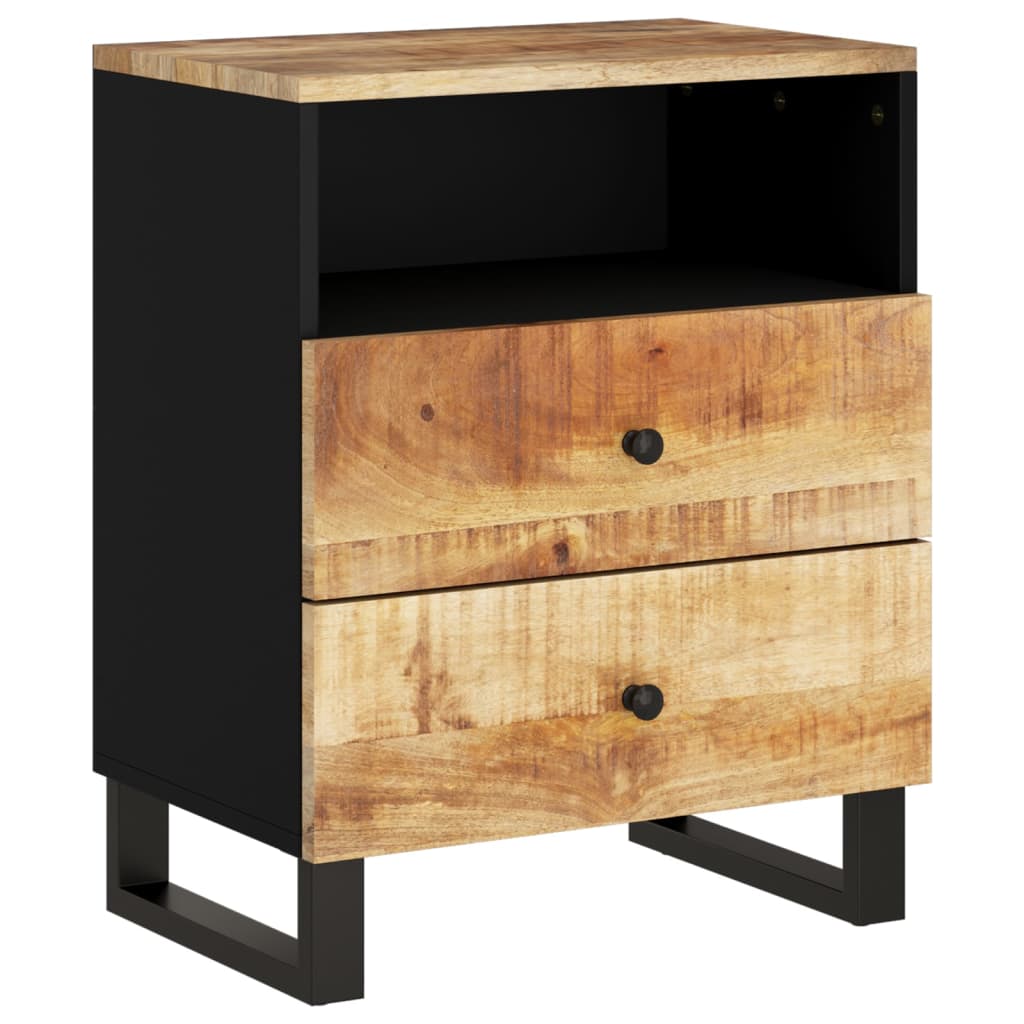 vidaXL Nachtkastje 50x33x62 cm massief mangohout en bewerkt hout - Aashly