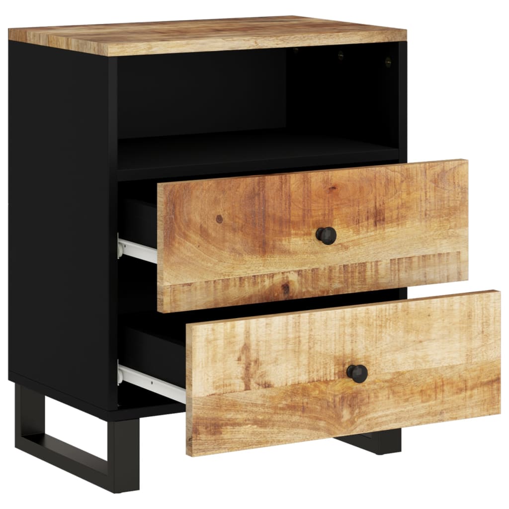 vidaXL Nachtkastje 50x33x62 cm massief mangohout en bewerkt hout - Aashly