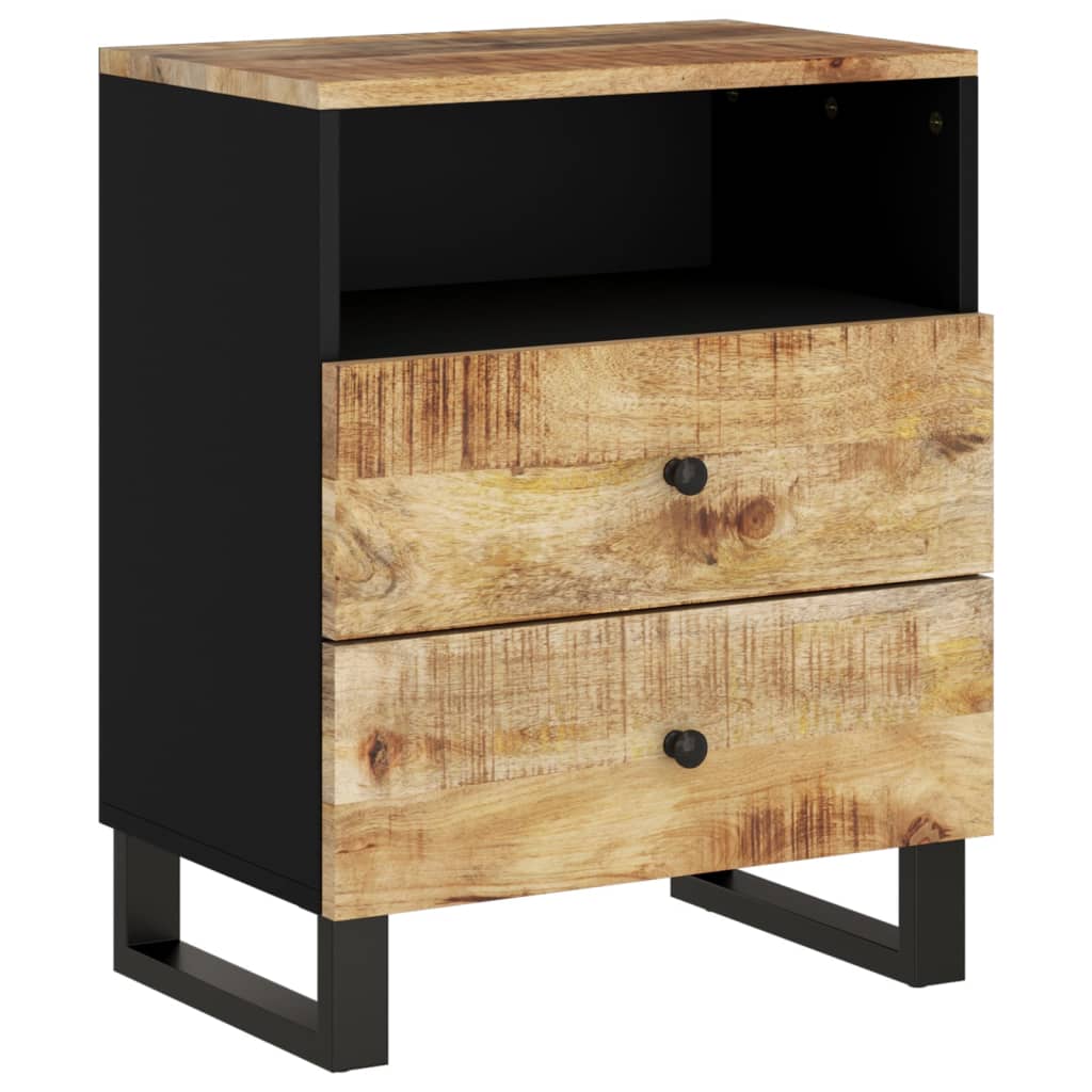 vidaXL Nachtkastje 50x33x62 cm massief mangohout en bewerkt hout - Aashly