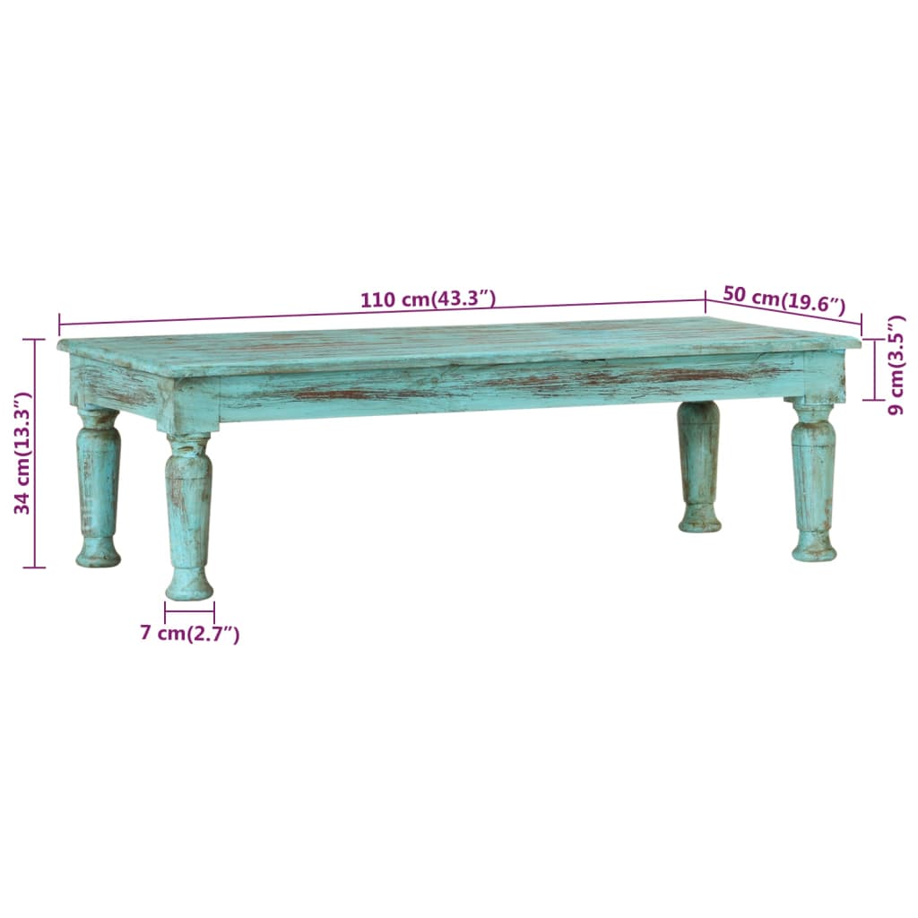vidaXL Coffee Table 110x50x34 cm Solid Reclaimed Wood