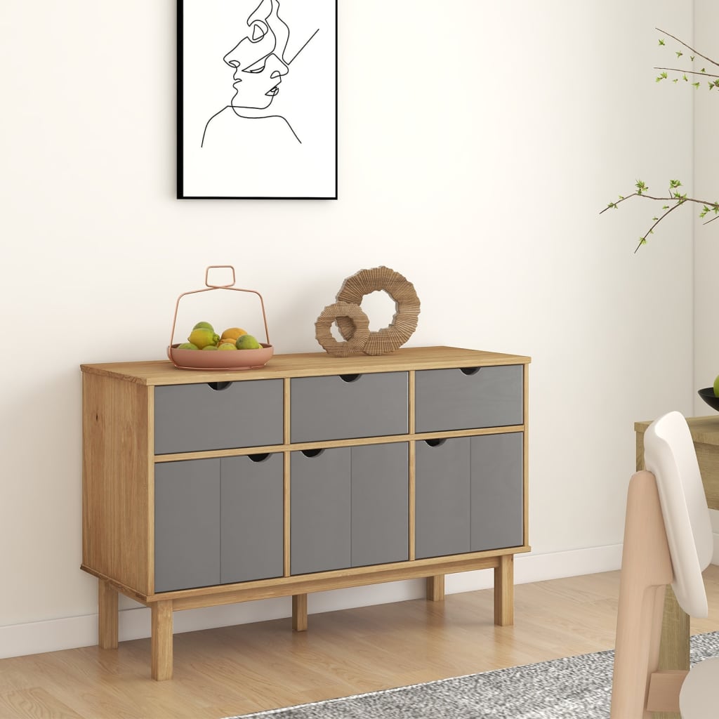 vidaXL Dressoir OTTA 114x43x73,5 cm massief grenenhout - Aashly