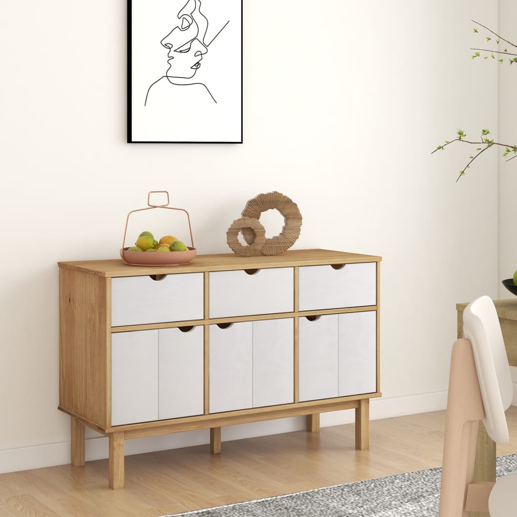 vidaXL Dressoir OTTA 114x43x73,5 cm massief grenenhout - Aashly