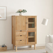 vidaXL Hoge kast OTTA 85x43x125 cm massief grenenhout - Aashly