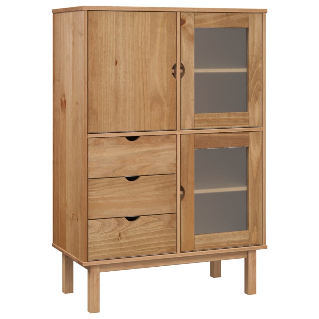 vidaXL Hoge kast OTTA 85x43x125 cm massief grenenhout - Aashly