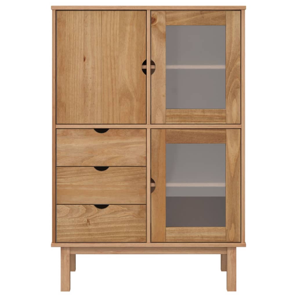 vidaXL Hoge kast OTTA 85x43x125 cm massief grenenhout - Aashly