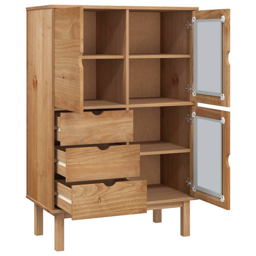 vidaXL Hoge kast OTTA 85x43x125 cm massief grenenhout - Aashly