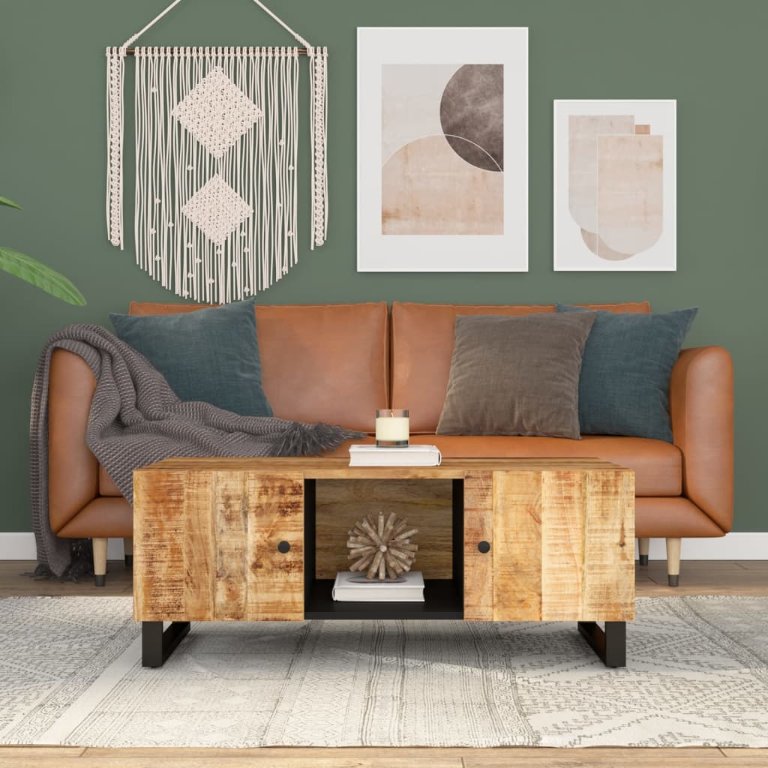 vidaXL Salontafel 100x54x40 cm massief mangohout en bewerkt hout - Aashly