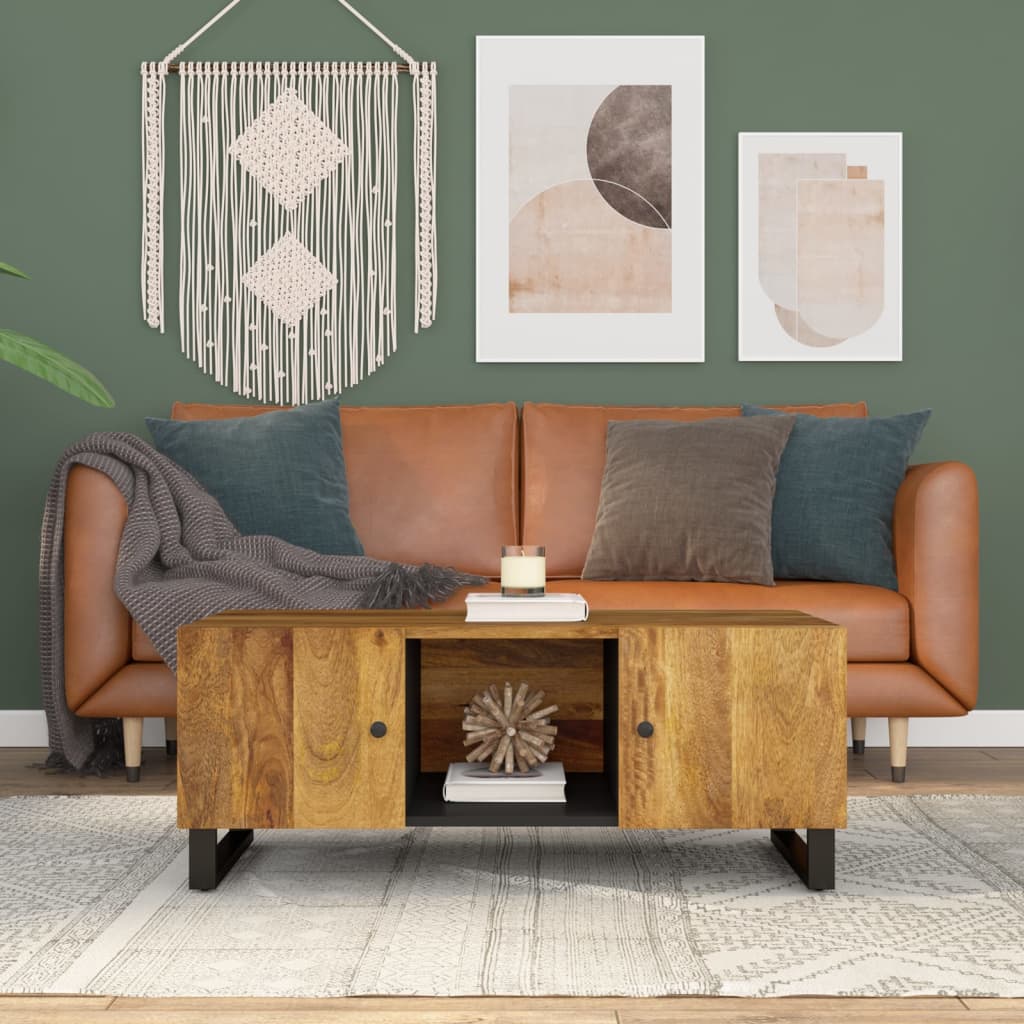 vidaXL Salontafel 100x54x40 cm massief mangohout en bewerkt hout - Aashly