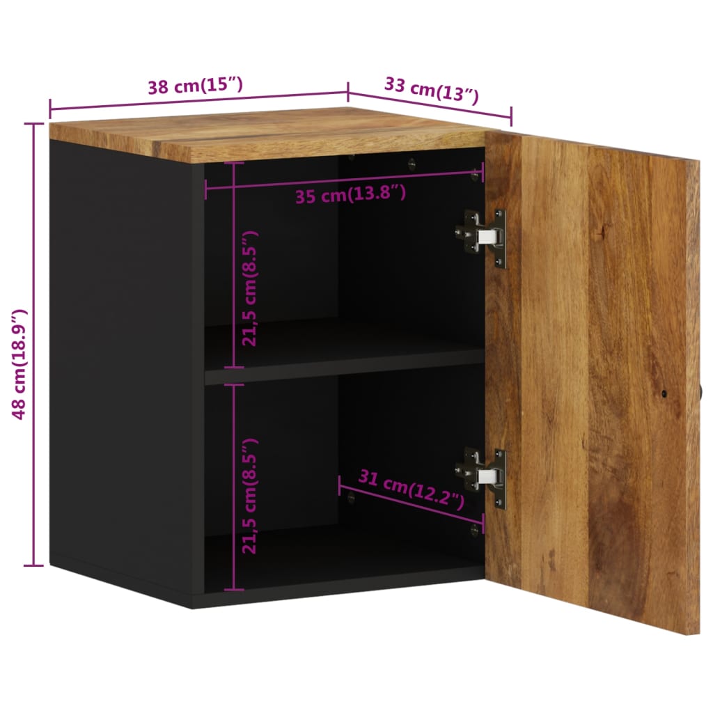 vidaXL Badkamerwandkast 38x33x48 cm massief mangohout - Aashly