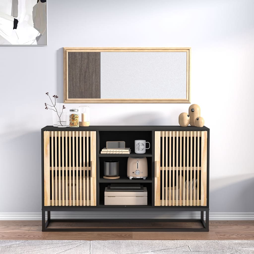 vidaXL Dressoir 105x30x65 cm bewerkt hout zwart - Aashly