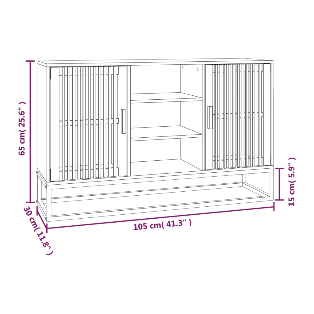 vidaXL Dressoir 105x30x65 cm bewerkt hout zwart - Aashly
