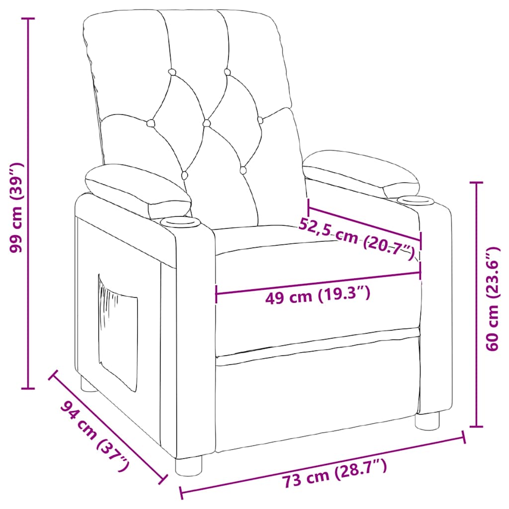 vidaXL Relaxfauteuil lichtgrijze stof