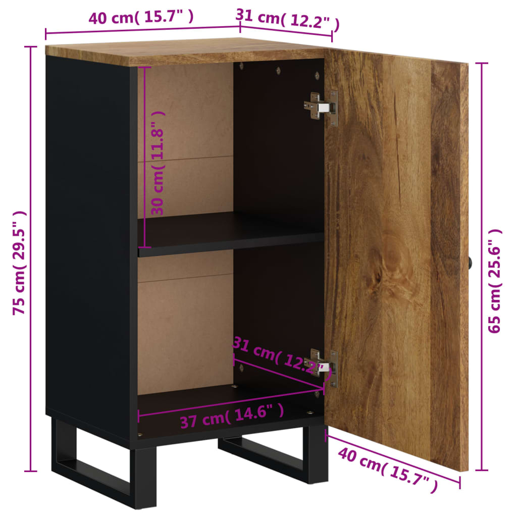 vidaXL Dressoir met deur 40x31x75 cm massief mangohout - Aashly